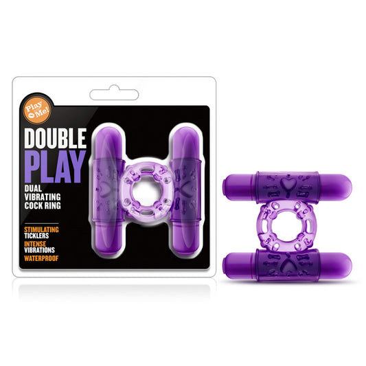 Play With Me Double Play Dual Vibrating Cockring Purple | 853858007956 | Available at EroticWarehouse.com