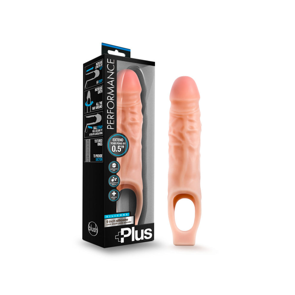Performance Plus 9" Silicone Cock Sheath Penis Extender Vanilla | 853858007963 | Available at EroticWarehouse.com