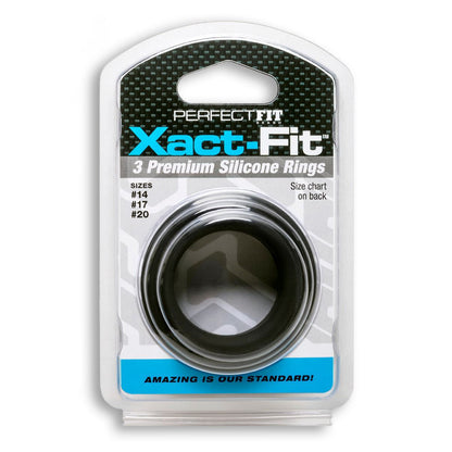 Xact-Fit Silicone Rings #14, #17, #20 Mixed Black | 854854005809 | Available at EroticWarehouse.com