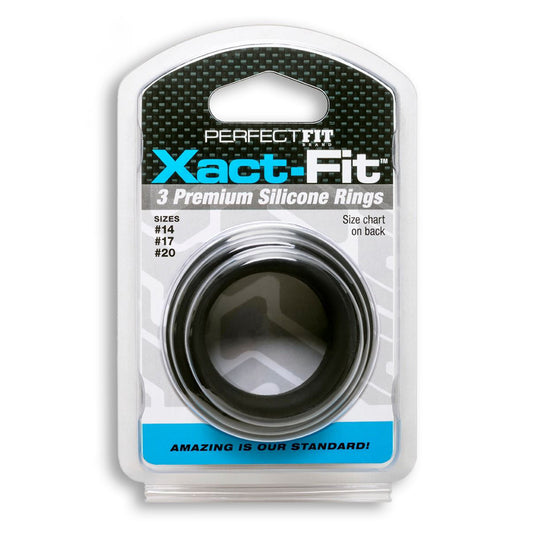 Xact-Fit Silicone Rings #14, #17, #20 Mixed Black | 854854005809 | Available at EroticWarehouse.com
