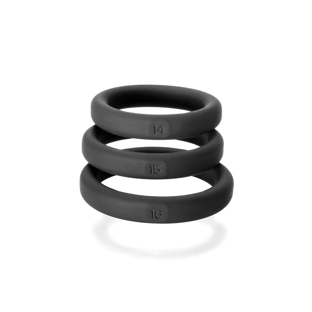 Xact-Fit Silicone Rings #14, #15, #16 Medium Black | 854854005816 | Available at EroticWarehouse.com
