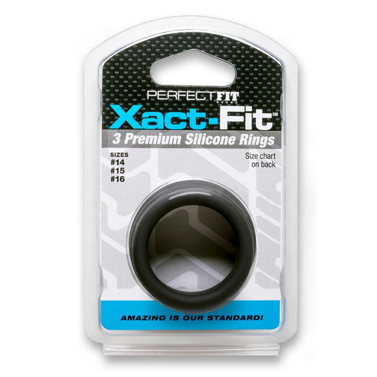 Xact-Fit Silicone Rings #14, #15, #16 Medium Black | 854854005816 | Available at EroticWarehouse.com