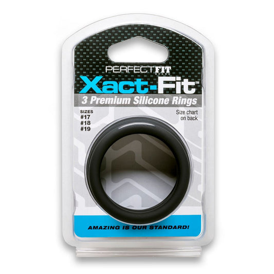 Xact-Fit Silicone Rings #17, #18, #19 Large Black | 854854005823 | Available at EroticWarehouse.com