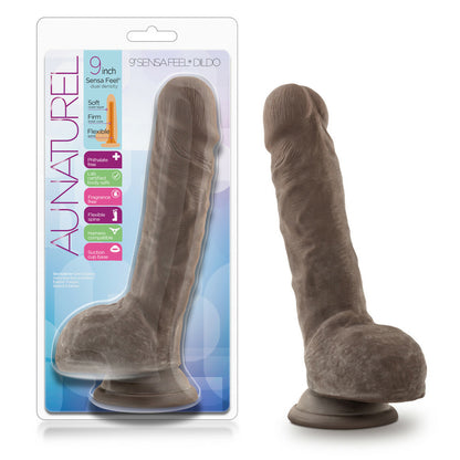 Au Naturel 9" Sensa Feel Dildo Chocolate | 855215007630 | Available at EroticWarehouse.com