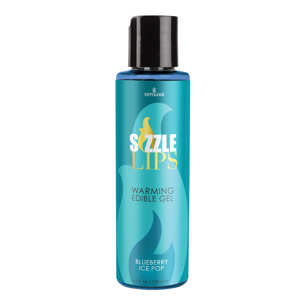Sizzle Lips Blueberry Ice Pop Warming Gel 4.2 oz. Bottle | 855559006375 | Available at EroticWarehouse.com