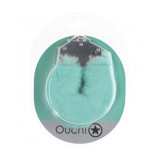 Ouch! Heavy-Duty Fluffy Handcuffs Powder Green | 8714273043085 | Available at EroticWarehouse.com