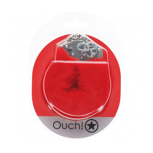 Ouch! Heavy-Duty Fluffy Handcuffs Red | 8714273043146 | Available at EroticWarehouse.com