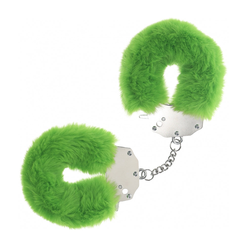 Ouch! Heavy-Duty Fluffy Handcuffs Green | 8714273043184 | Available at EroticWarehouse.com