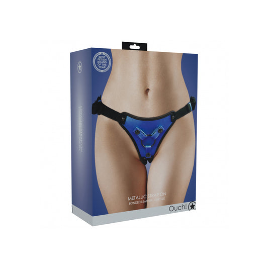 Ouch! Metallic Strap On Metallic Blue | 8714273051745 | Available at EroticWarehouse.com