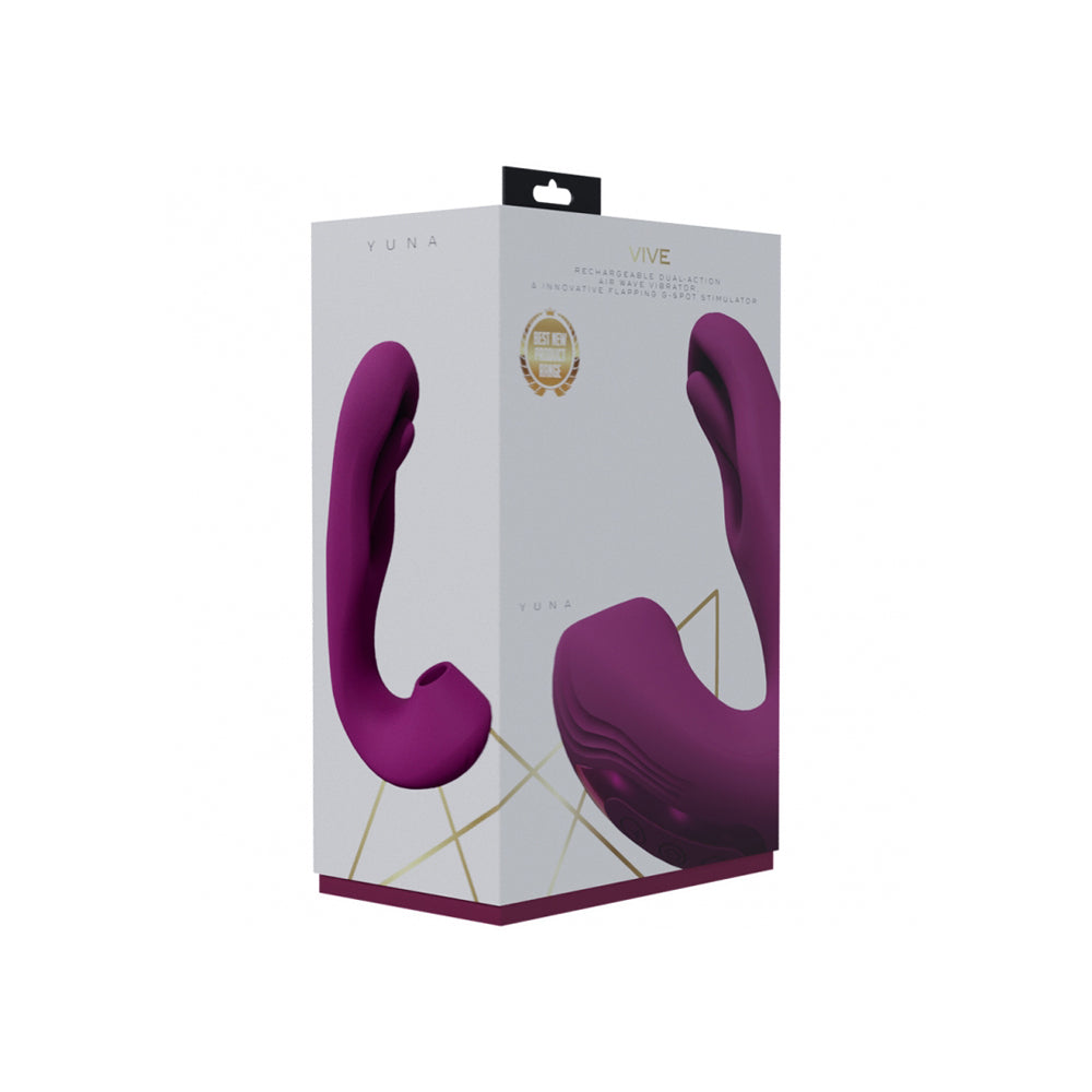 Vive Yuna Rechargeable Dual Action Airwave Vibrator With Innovative G-Spot Flapping Stimulator Pink | 8714273051806 | Available at EroticWarehouse.com