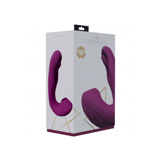Vive Yuna Rechargeable Dual Action Airwave Vibrator With Innovative G-Spot Flapping Stimulator Pink | 8714273051806 | Available at EroticWarehouse.com