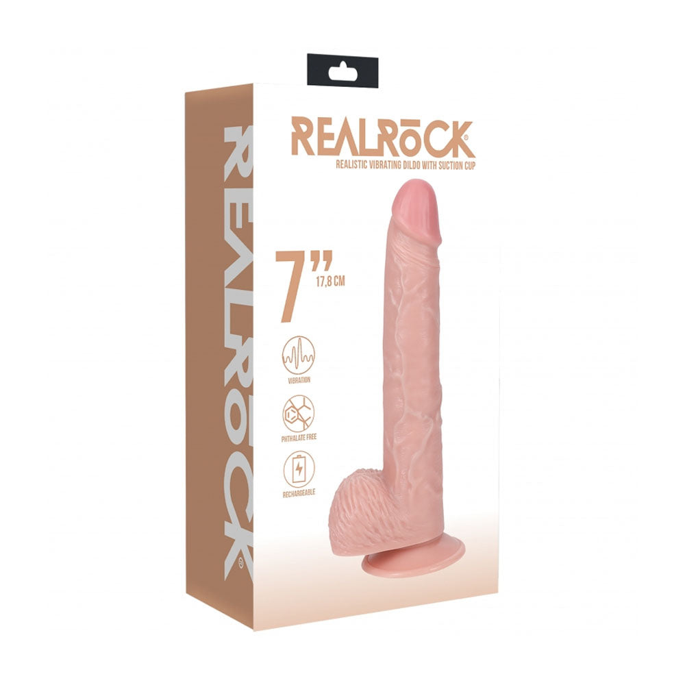 Realrock 7" Vibrating Cock With Balls Regular Straight Flesh | 8714273053954 | Available at EroticWarehouse.com