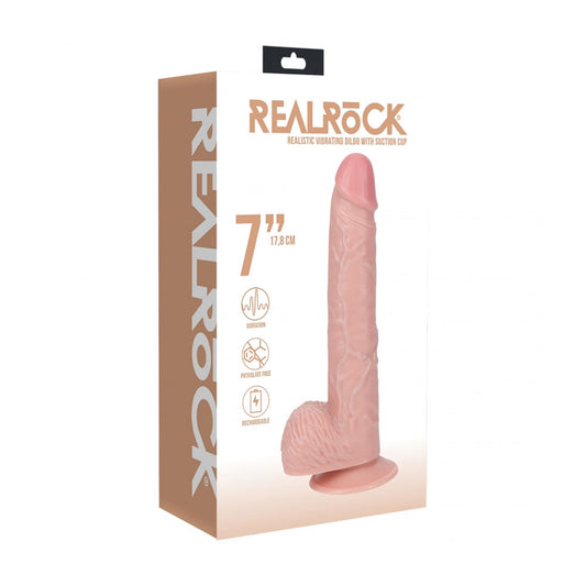 Realrock 7" Vibrating Cock With Balls Regular Straight Flesh | 8714273053954 | Available at EroticWarehouse.com