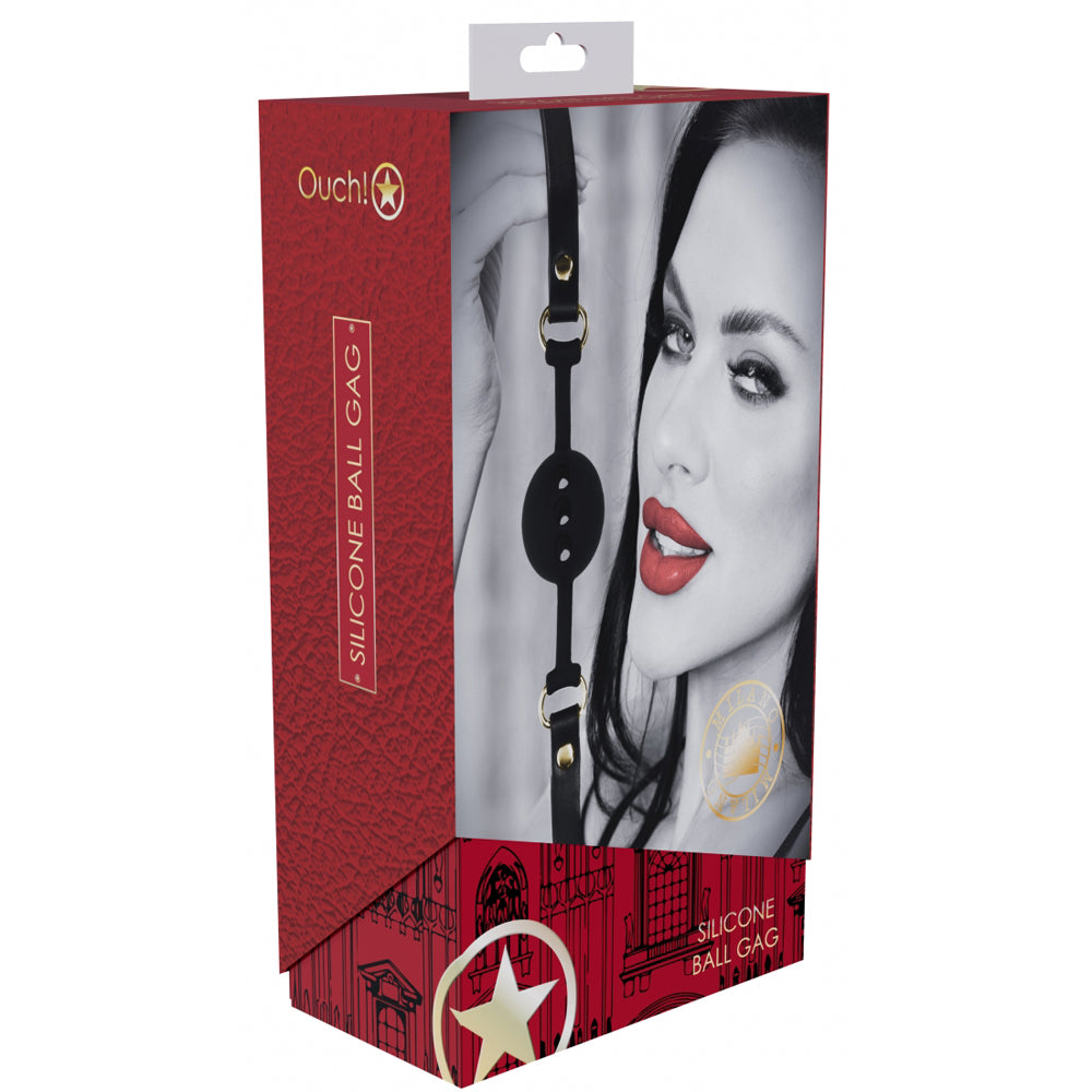 Ouch! Milan Collection Silicone Ball Gag Black/Red | 8714273056009 | Available at EroticWarehouse.com