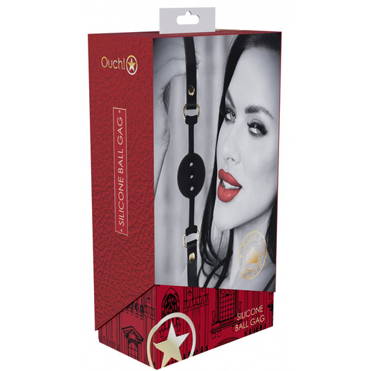 Ouch! Milan Collection Silicone Ball Gag Black/Red | 8714273056009 | Available at EroticWarehouse.com
