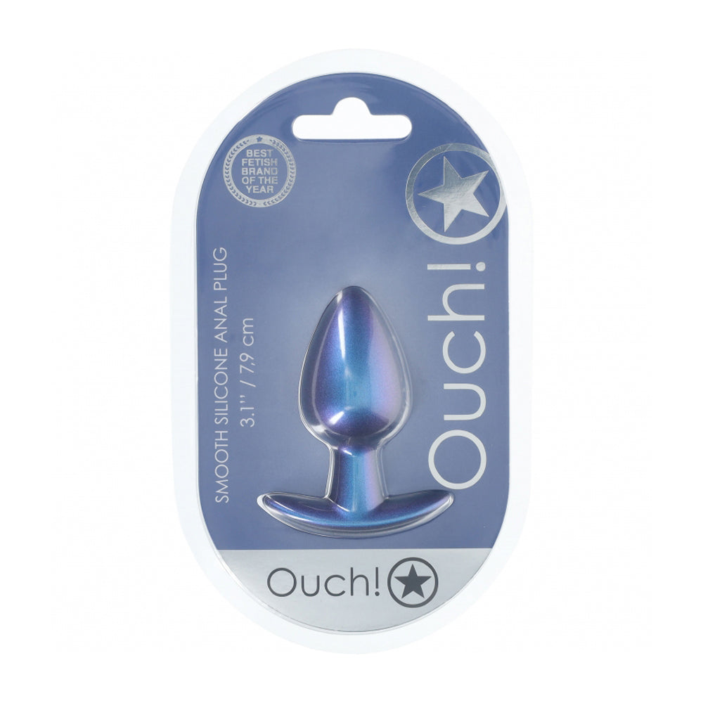 Ouch! Anal Plug Medium Silicone Metallic Blue | 8714273056863 | Available at EroticWarehouse.com