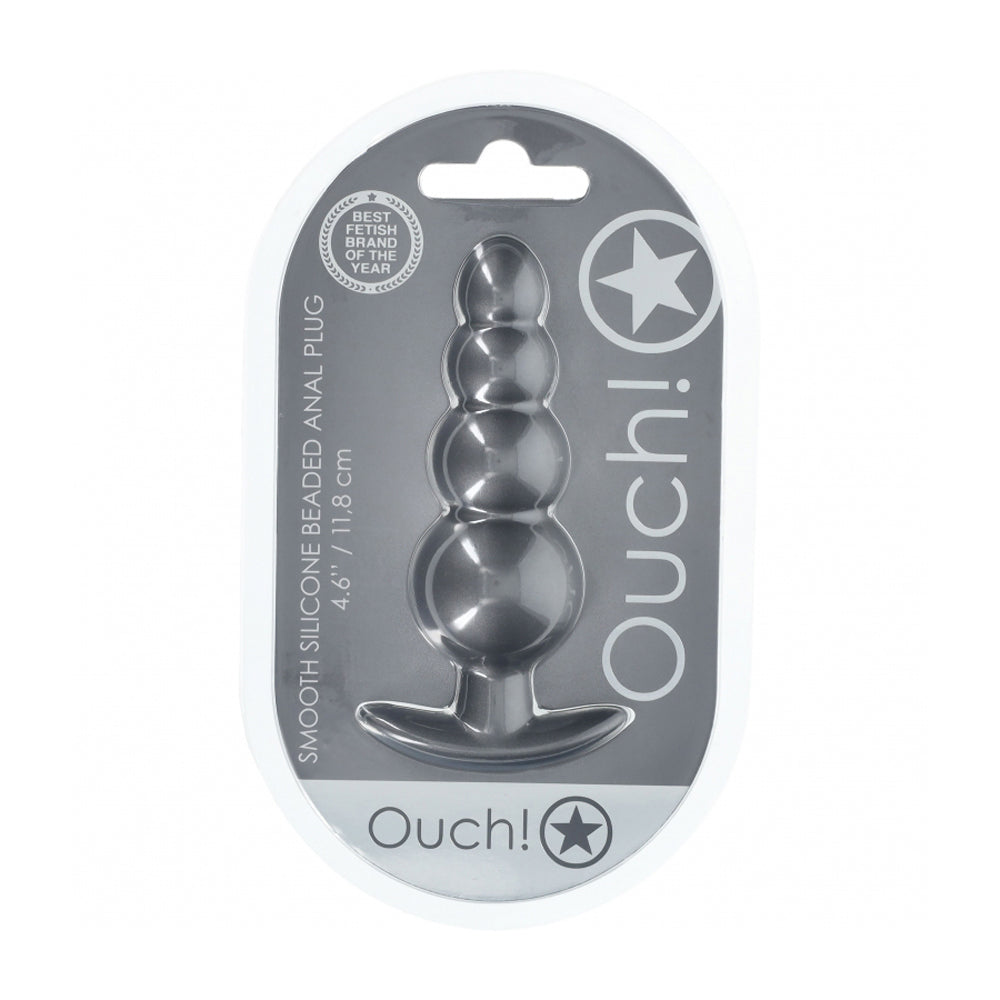 Ouch! Beaded Anal Plug Silicone Gun Metal | 8714273056931 | Available at EroticWarehouse.com