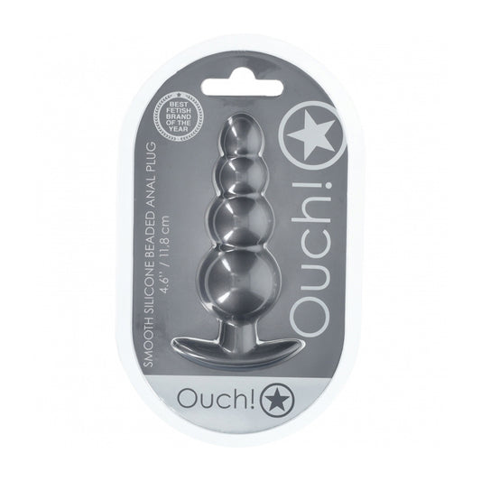 Ouch! Beaded Anal Plug Silicone Gun Metal | 8714273056931 | Available at EroticWarehouse.com