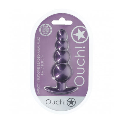 Ouch! Beaded Anal Plug Silicone Metallic Purple | 8714273056955 | Available at EroticWarehouse.com