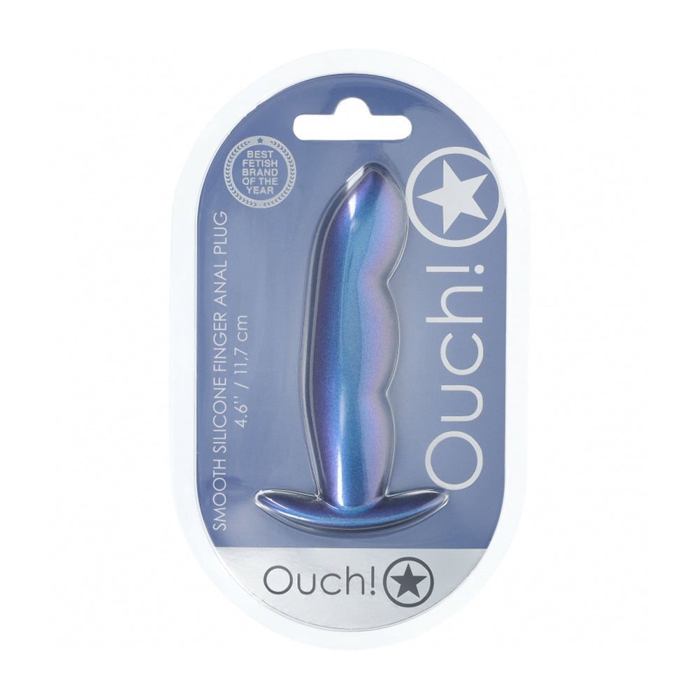 Ouch! Finger Anal Plug Silicone Metallic Blue | 8714273057082 | Available at EroticWarehouse.com