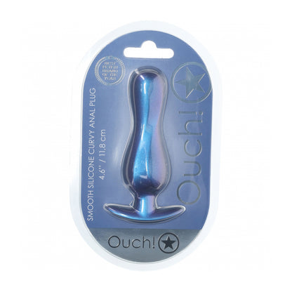 Ouch! Curvy Anal Plug Silicone Metallic Blue | 8714273057129 | Available at EroticWarehouse.com