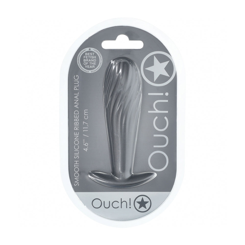 Ouch! Ribbed Anal Plug Silicone Gun Metal | 8714273057150 | Available at EroticWarehouse.com