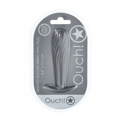 Ouch! Ribbed Anal Plug Silicone Gun Metal | 8714273057150 | Available at EroticWarehouse.com