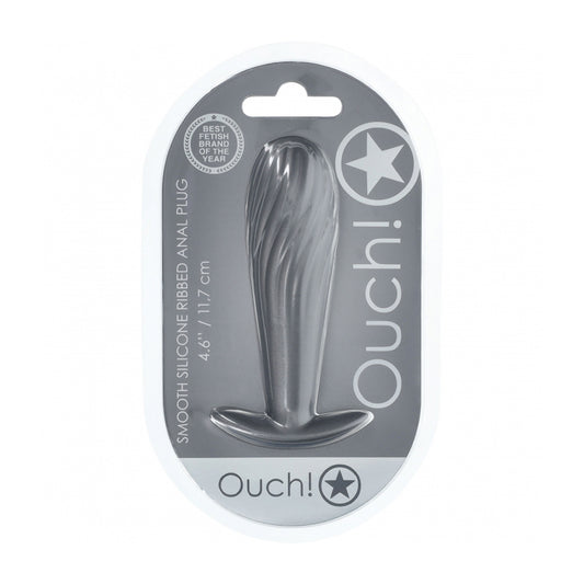Ouch! Ribbed Anal Plug Silicone Gun Metal | 8714273057150 | Available at EroticWarehouse.com