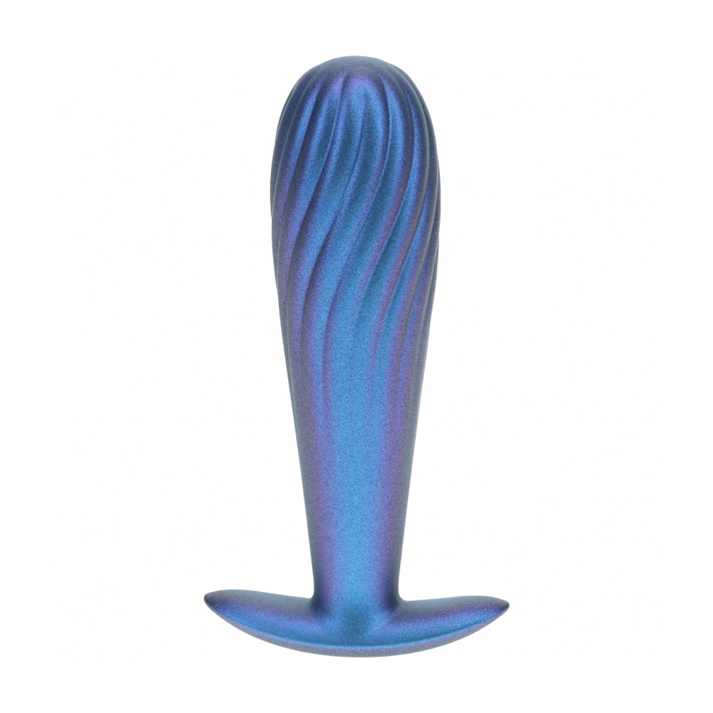 Ouch! Ribbed Anal Plug Silicone Metallic Blue | 8714273057167 | Available at EroticWarehouse.com
