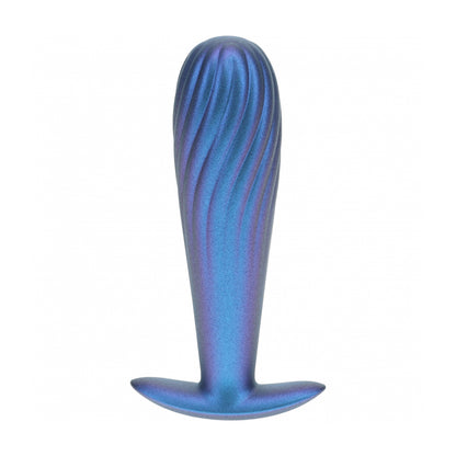 Ouch! Ribbed Anal Plug Silicone Metallic Blue | 8714273057167 | Available at EroticWarehouse.com