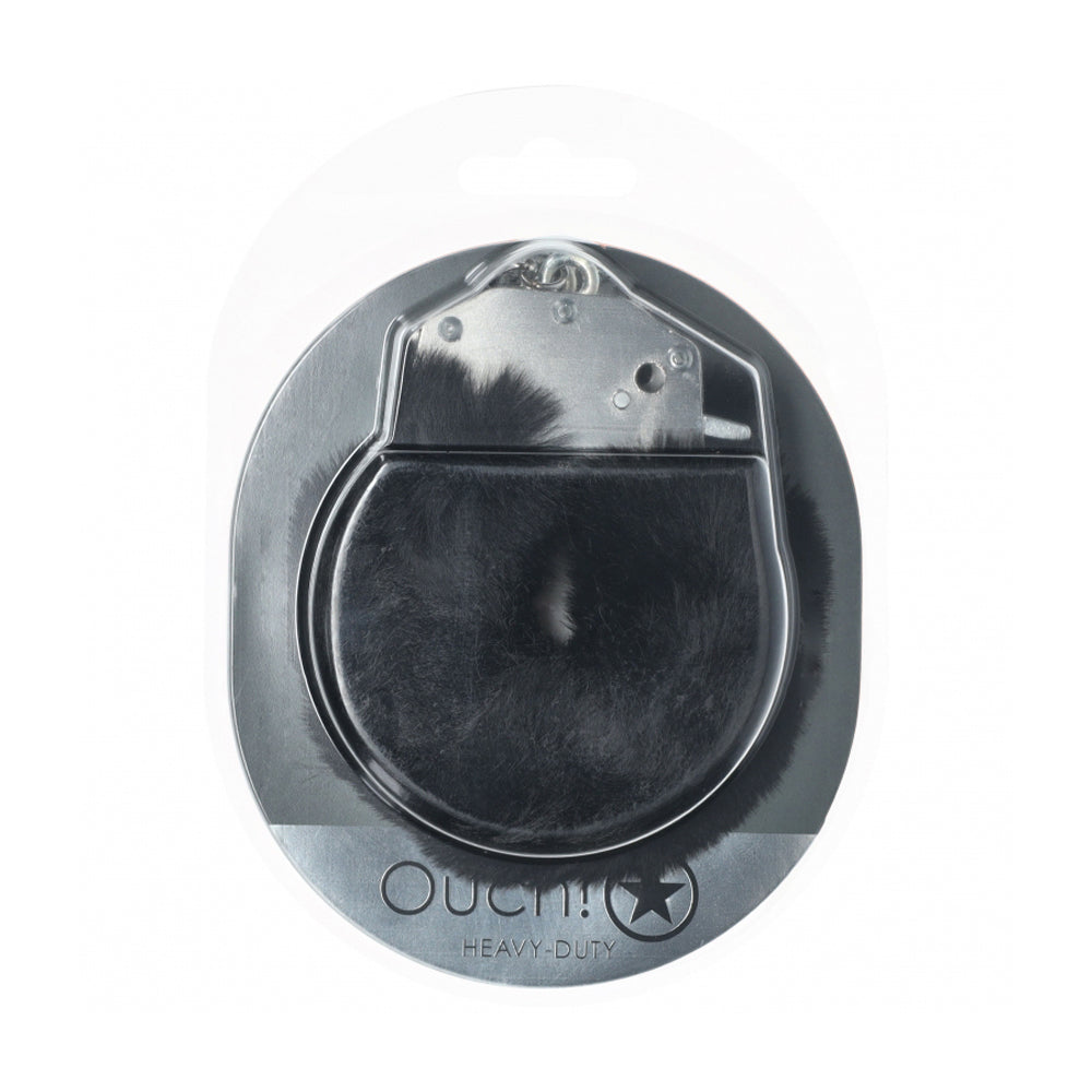 Ouch! Heavy-Duty Fluffy Handcuffs Black | 8714273058140 | Available at EroticWarehouse.com