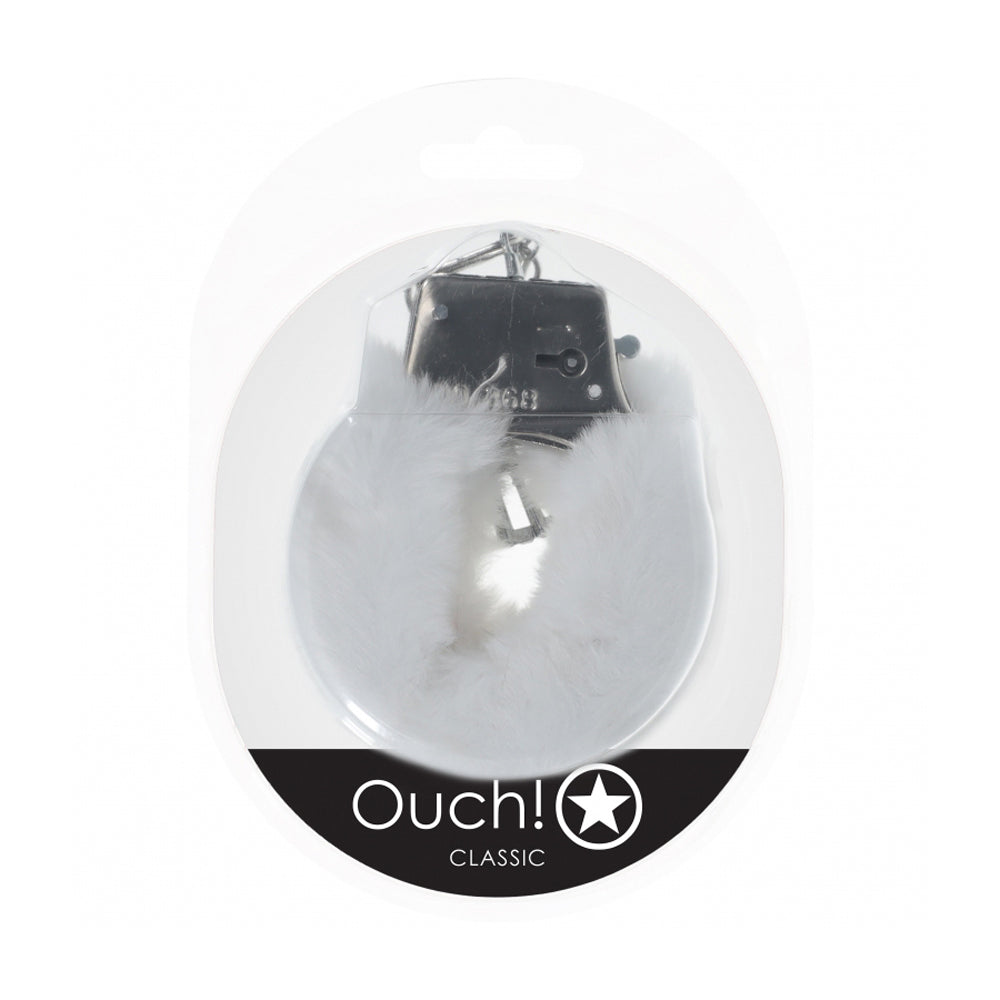 Ouch! Classic Fluffy Handcuffs White | 8714273058256 | Available at EroticWarehouse.com