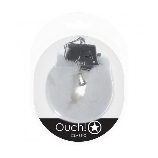 Ouch! Classic Fluffy Handcuffs White | 8714273058256 | Available at EroticWarehouse.com