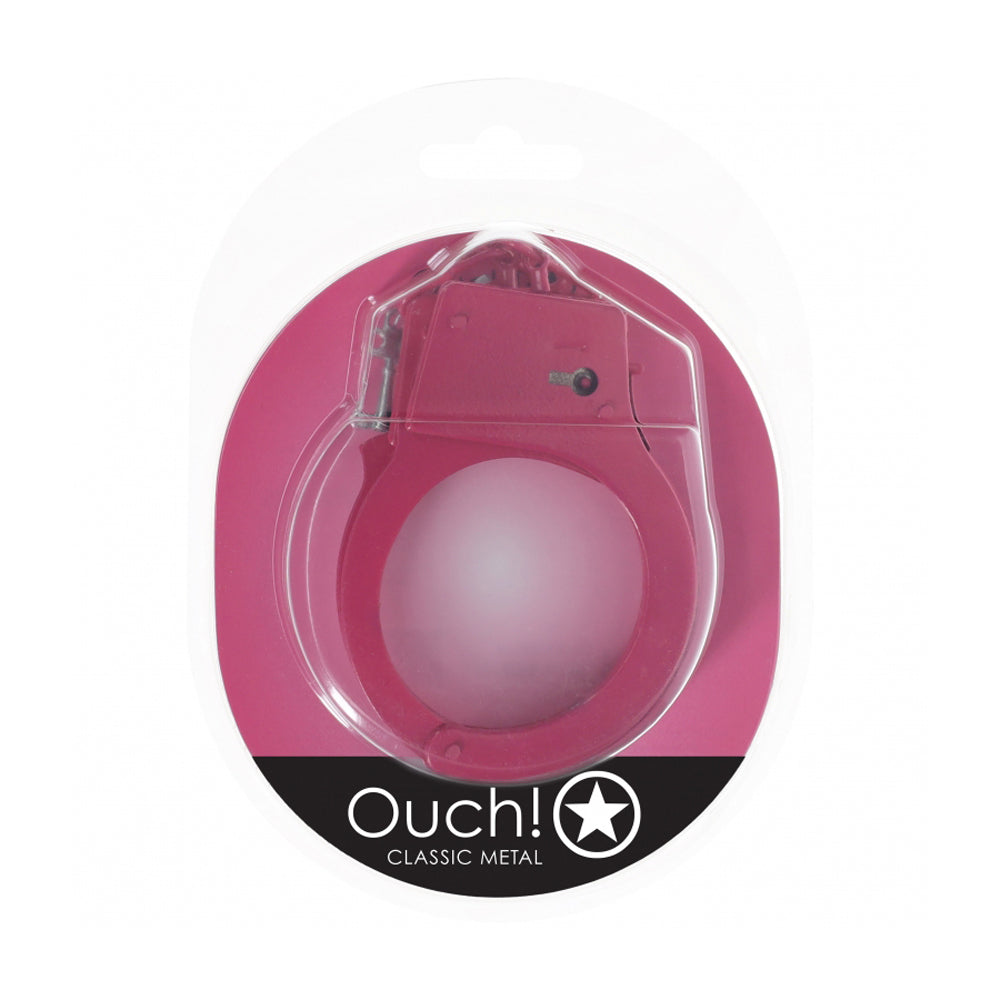 Ouch! Classic Metal Handcuffs Pink | 8714273058270 | Available at EroticWarehouse.com