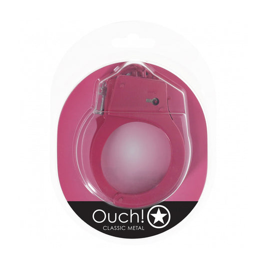Ouch! Classic Metal Handcuffs Pink | 8714273058270 | Available at EroticWarehouse.com