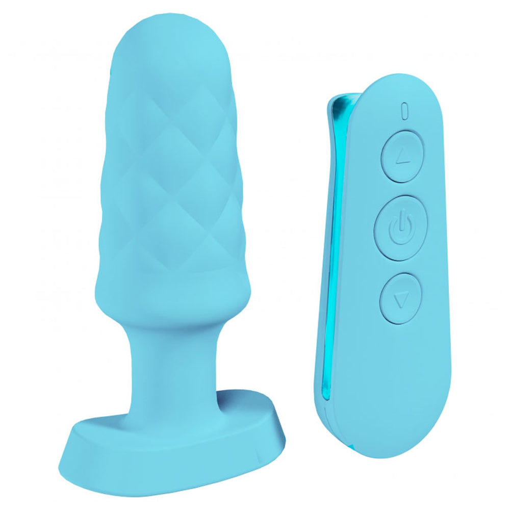 Loveline Velvet Remote Vibrating Plug Blue | 8714273058614 | Available at EroticWarehouse.com