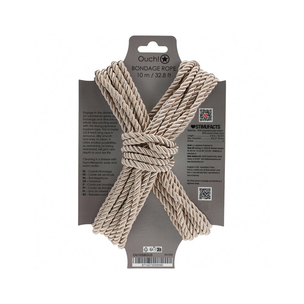 Ouch! Bondage Rope 10 Meter Nylon Gold | 8714273059390 | Available at EroticWarehouse.com