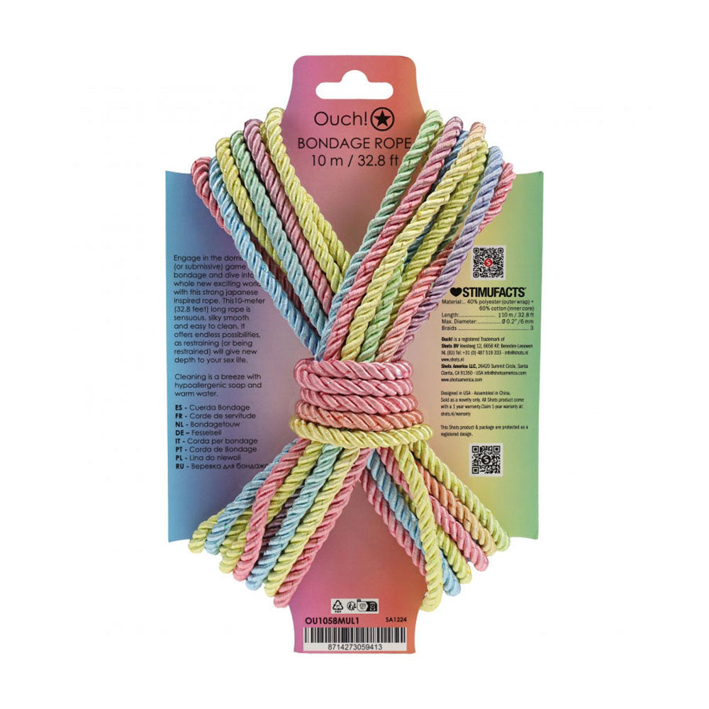 Ouch! Bondage Rope 10M Nylon Pastel | 8714273059413 | Available at EroticWarehouse.com