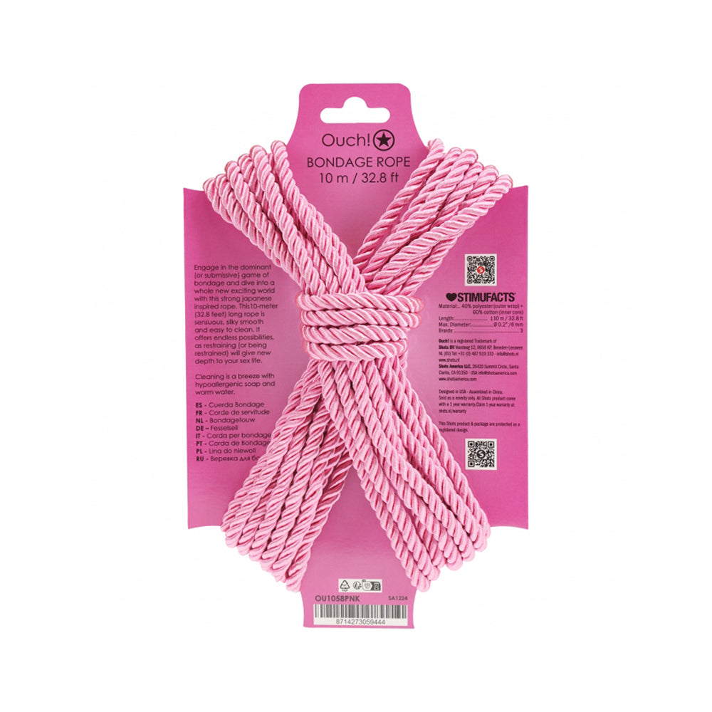 Ouch! Bondage Rope 10 Meter Nylon Pink | 8714273059444 | Available at EroticWarehouse.com