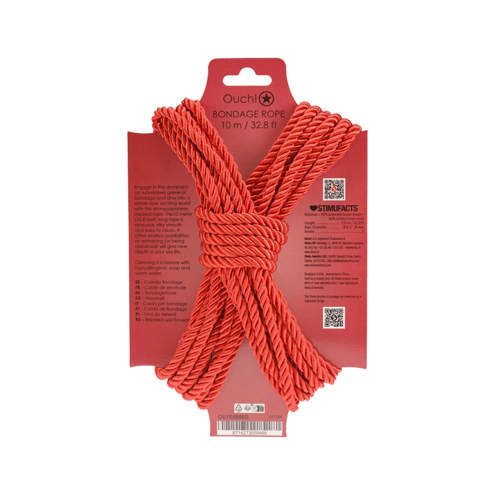 Ouch! Bondage Rope 10 Meter Nylon Red | 8714273059468 | Available at EroticWarehouse.com