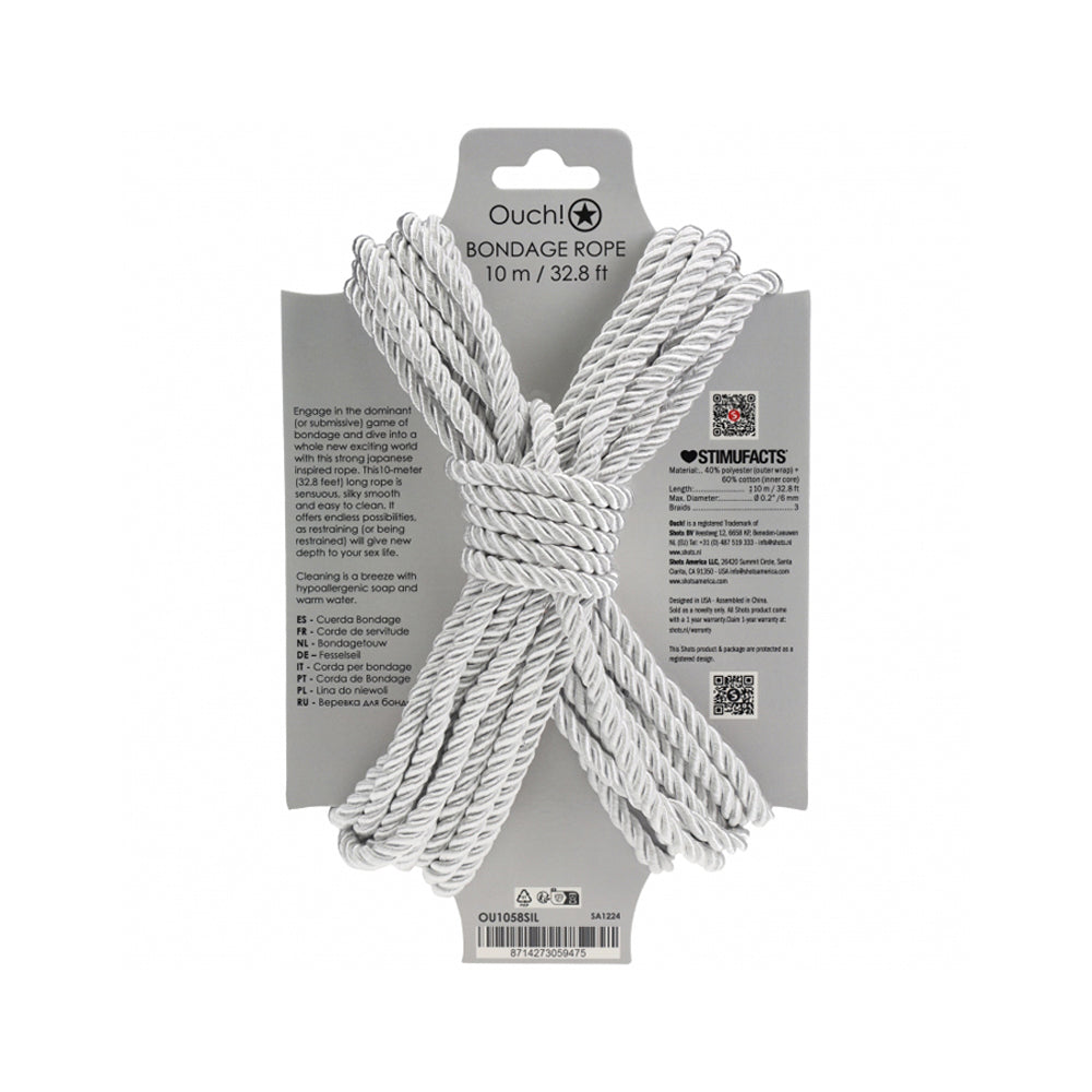Ouch! Bondage Rope 10 Meter Nylon Silver | 8714273059475 | Available at EroticWarehouse.com
