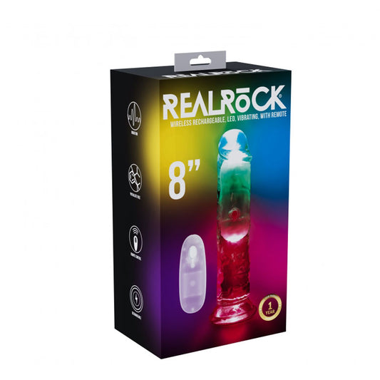 Realrock Led Vibrating Dildo No Balls 8" | 8714273059642 | Available at EroticWarehouse.com