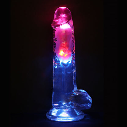 Realrock Led Vibrating Dildo With Balls 8" | 8714273059659 | Available at EroticWarehouse.com