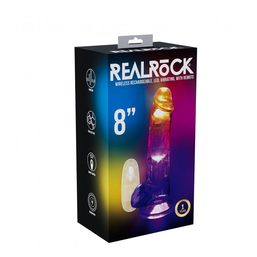 Realrock Led Vibrating Dildo With Balls 8" | 8714273059659 | Available at EroticWarehouse.com