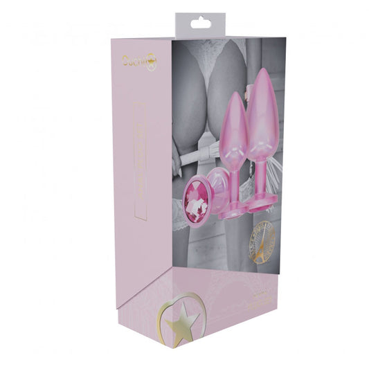 Ouch! Paris Collection Metal Anal Plug Set Pink | 8714273061751 | Available at EroticWarehouse.com