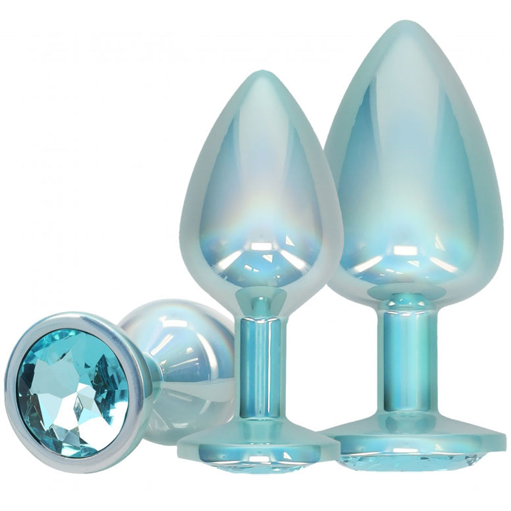 Ouch! Paris Collection Metal Anal Plug Set Blue | 8714273061768 | Available at EroticWarehouse.com