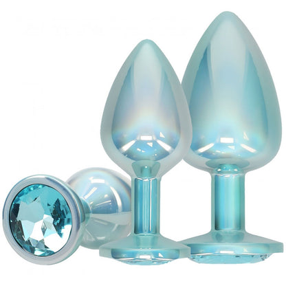 Ouch! Paris Collection Metal Anal Plug Set Blue | 8714273061768 | Available at EroticWarehouse.com