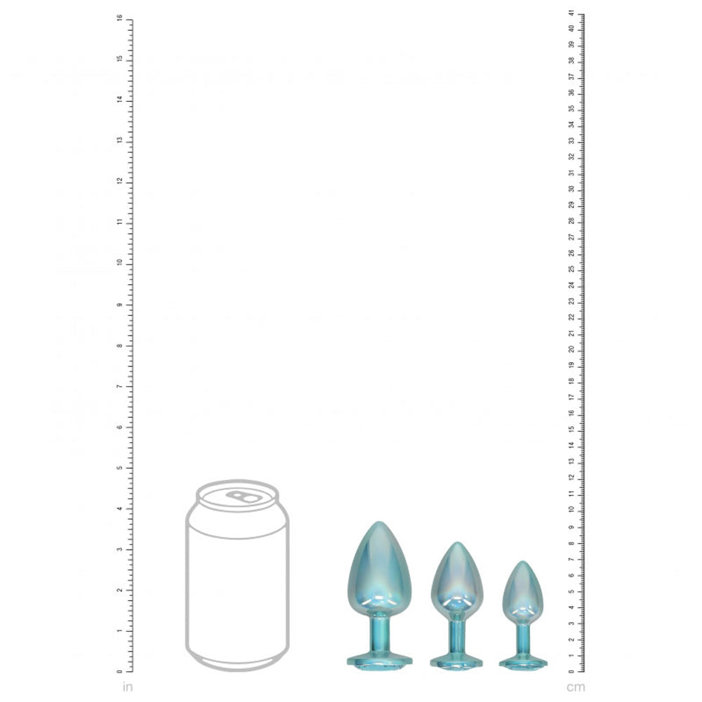 Ouch! Paris Collection Metal Anal Plug Set Blue | 8714273061768 | Available at EroticWarehouse.com