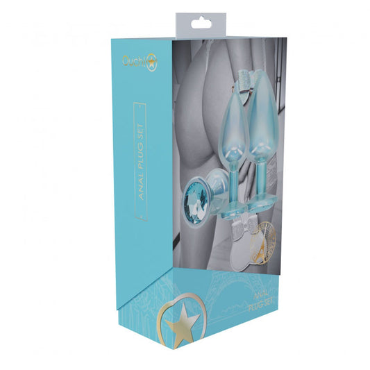 Ouch! Paris Collection Metal Anal Plug Set Blue | 8714273061768 | Available at EroticWarehouse.com