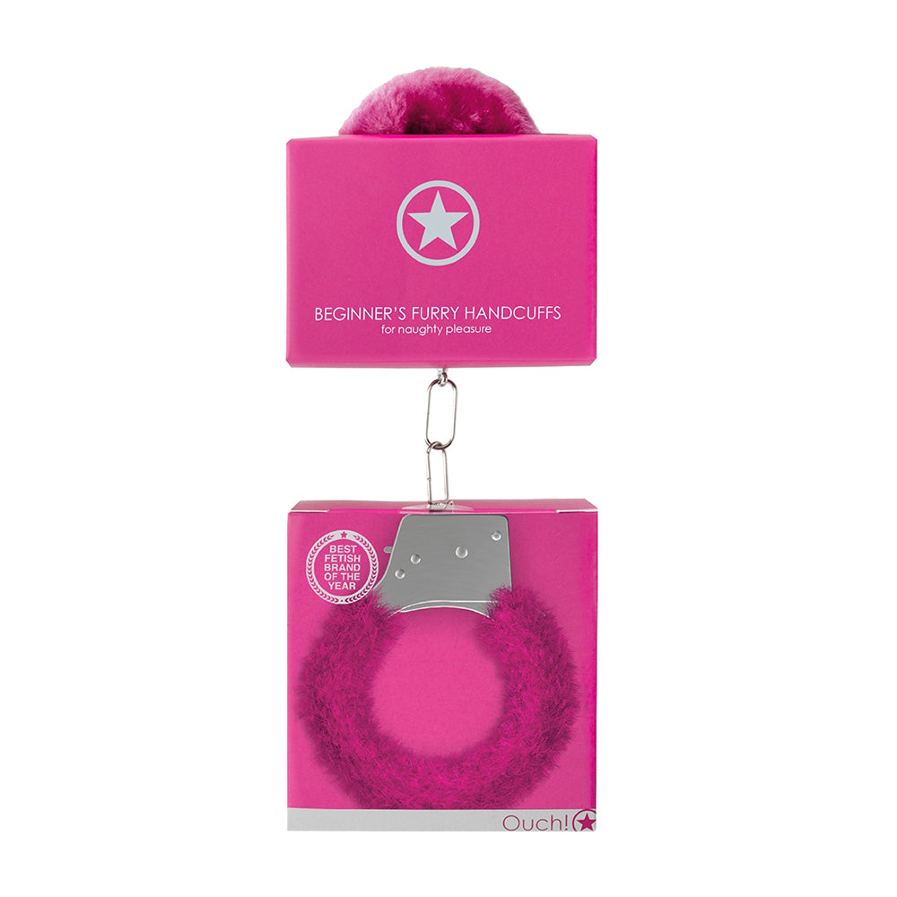 Ouch! Beginner's Handcuffs Furry Pink | 8714273074072 | Available at EroticWarehouse.com